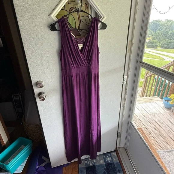 chinese dress ladies Marcella | Tilden Dress | Purple Maxi Dress | Long Sleeve Formal Evening Gown | Mermaid Wedding Dress | Boat Neck Jersey main image 0